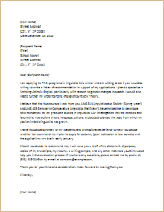 letter requesting graduate school recommendation