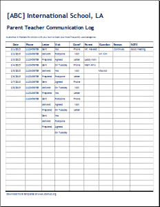 Parent teacher communication log