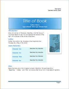 school book report template