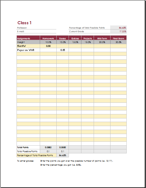 Student grade tracker and GPA calculator