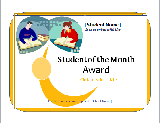 Student of the month certificate