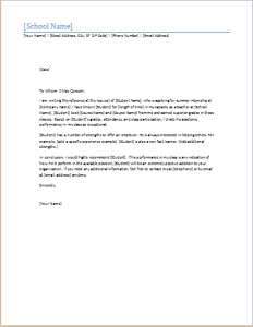 student reference letter