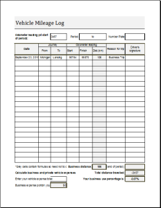 vehicle mileage log