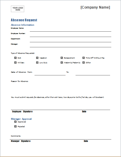 Absence request form