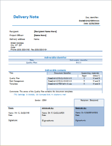 Delivery note template