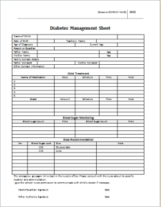 Diabetes Management Sheet