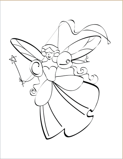 Fairy design coloring page for kids