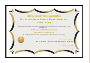 Fitness certificate