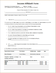 Income affidavit form