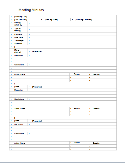 Meeting minutes template