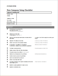 New company setup checklist