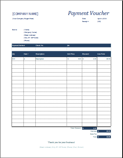 Customizable Payment Voucher Template Excel Document Hub