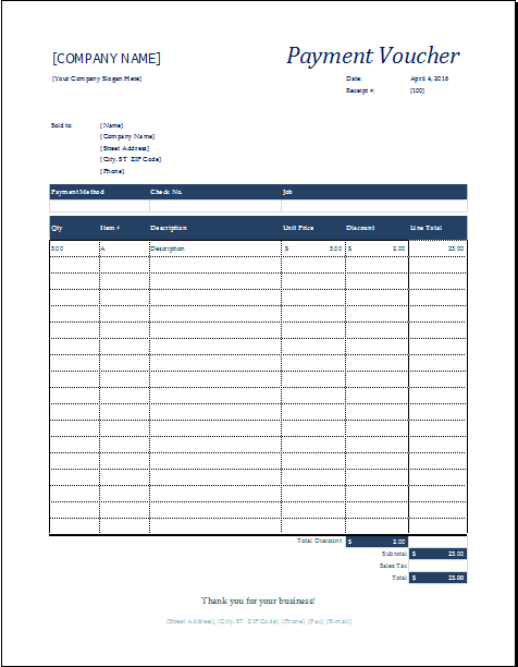 Sample Payment Voucher Template