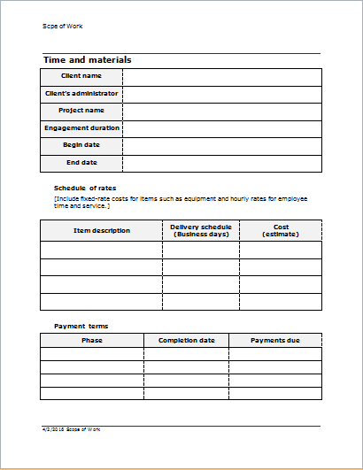 Scope of work template