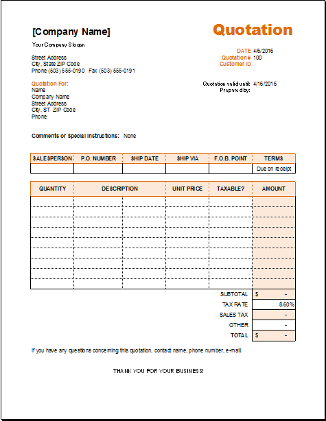 Quotation Excel Template from www.doxhub.org