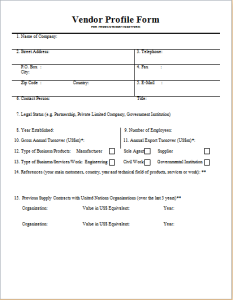 Vendor Profile Form