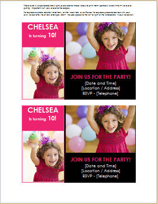 birthday party invitation card