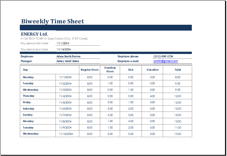 4 Employee Timesheet Templates for EXCEL | Document Hub