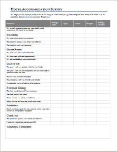 Hotel Accommodation Survey Form