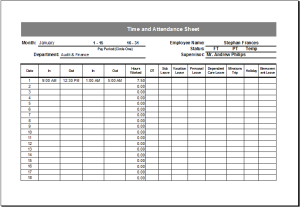 time and attendance sheet