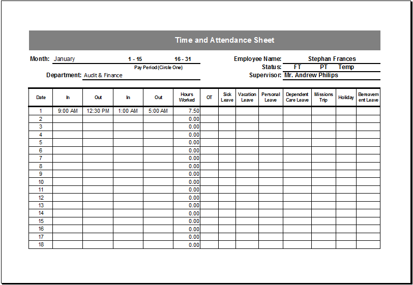 4 Employee Timesheet Templates for EXCEL | Document Hub