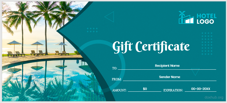Hotel gift certificate template