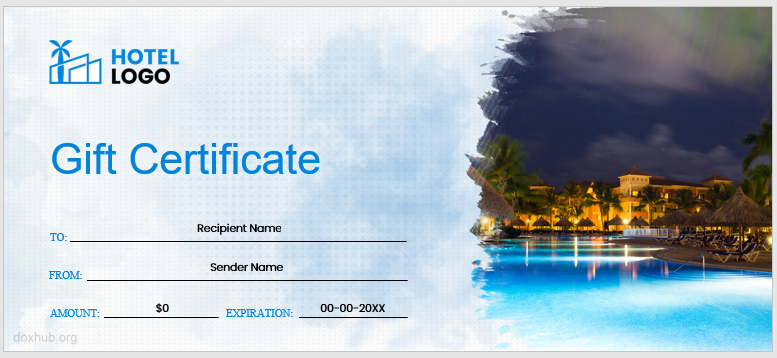 Hotel gift certificate template