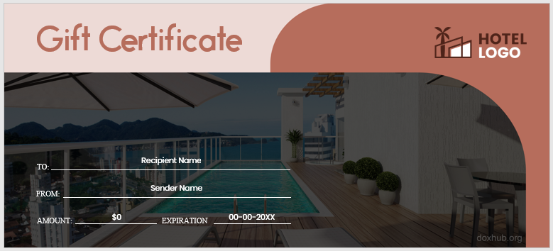 Hotel gift certificate template