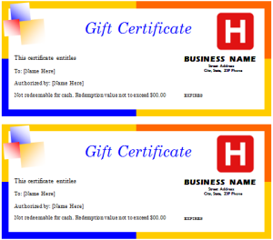Travel gift certificate