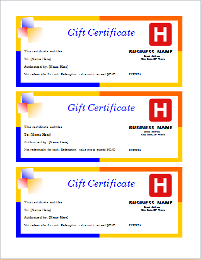 Word 2007 Gift Certificate Template