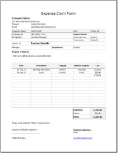 Expense claim form template