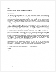Warning Letter for being Talkative at Work
