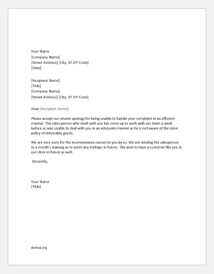 Sincere apology letter