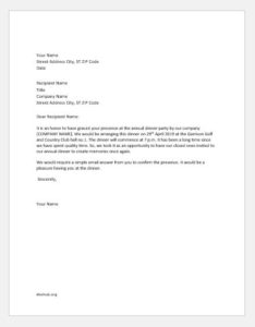 Dinner invitation letter