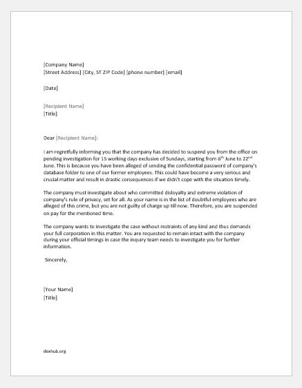 Formal Letter To Employee from www.doxhub.org