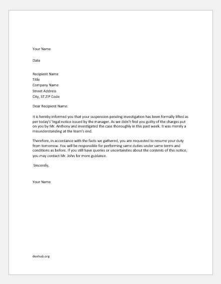 Suspension Of Letter Of Employment