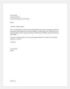 Letter of employment for renting