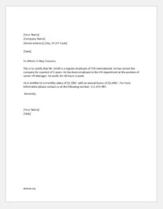 Letter of employment for renting