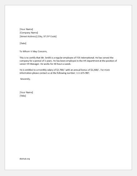 Employer Letter For Employee from www.doxhub.org