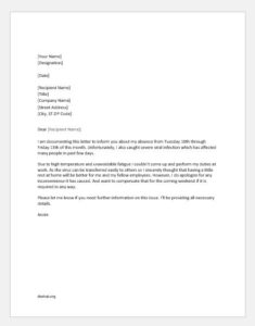 Medical excuse letter for work