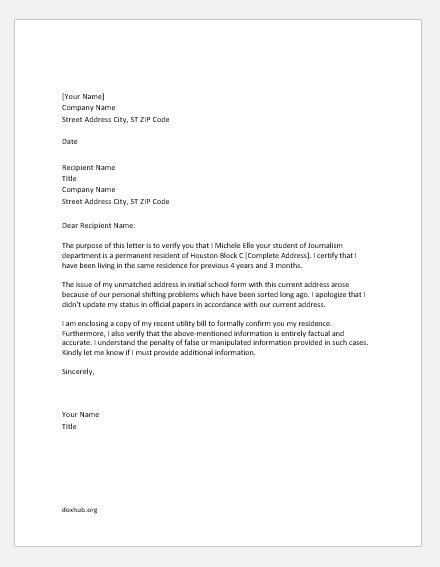 Sample Of Proof Of Residence Letter from www.doxhub.org