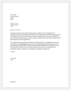 Reprimand Letter for Breach of Company Policy