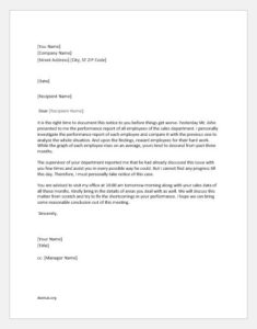 Reprimand letter to an employee for poor performance