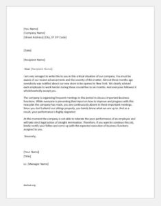 Reprimand letter to an employee for poor performance
