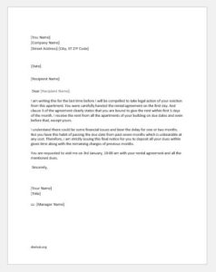 Reprimand letter to tenant for violating rules