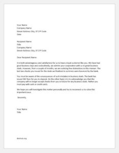 Warning Letter to Customer about Credit Suspension
