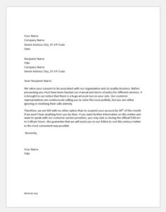 Warning Letter to Customer about Credit Suspension