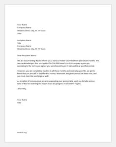 Warning Letter to Customer about Credit Suspension