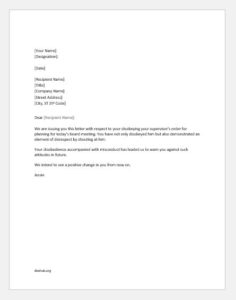 warning letters for disobeying orders document hub supervisor reference letter