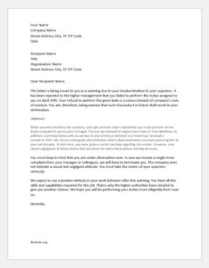Warning letter for refusing work